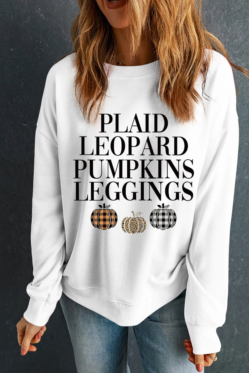 Letter Graphic Round Neck Long Sleeve Sweatshirt