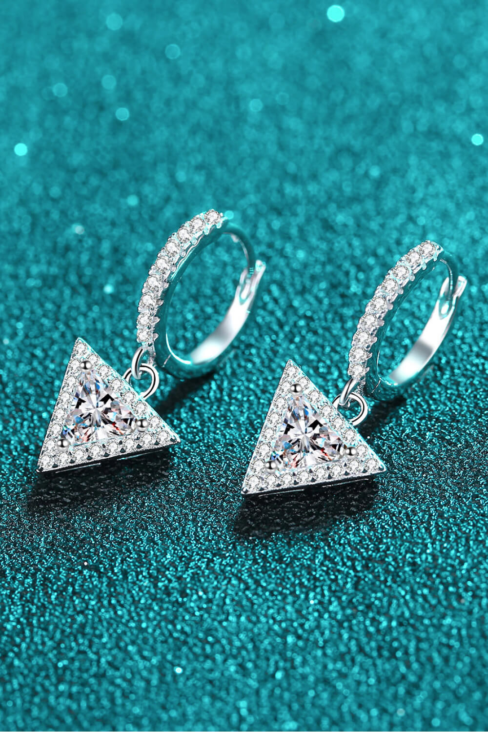 Moissanite Triangle Drop Earrings