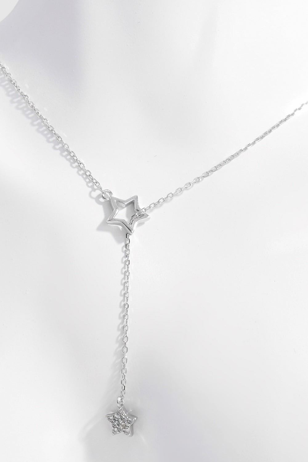 925 Sterling Silver Zircon Star Drop Necklace