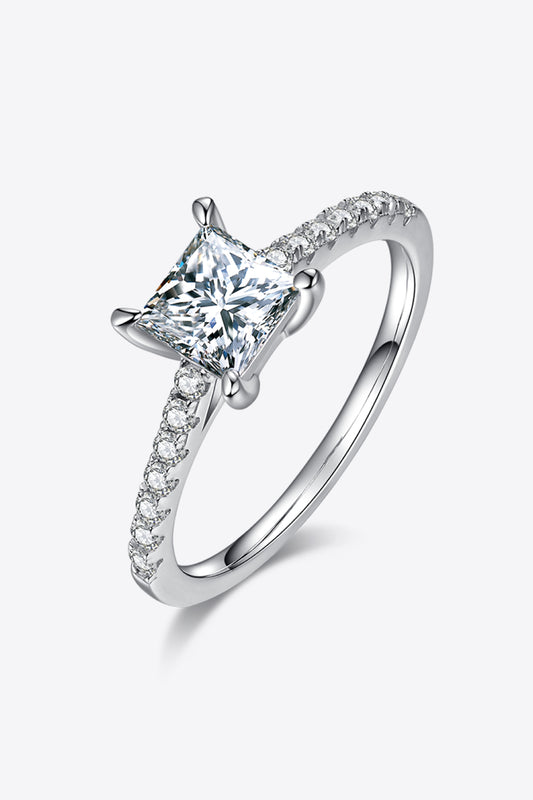 1.21 Carat Moissanite 925 Sterling Silver Side Stone Ring