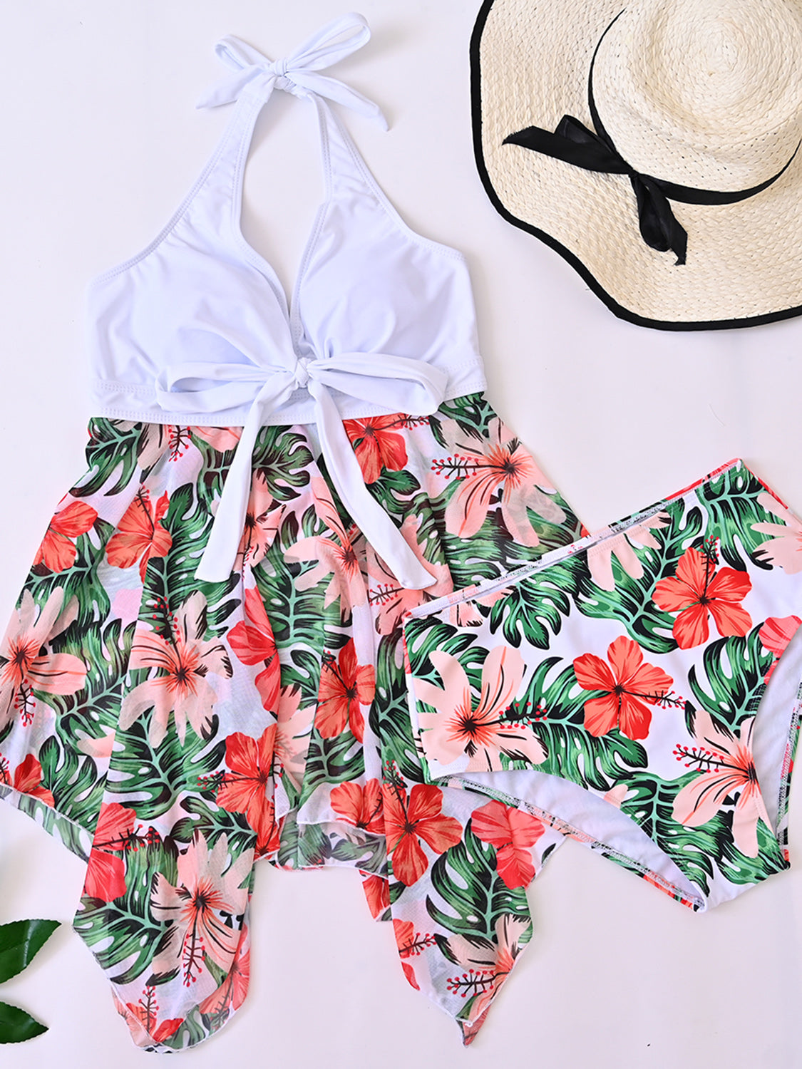 Printed Halter Neck Two-Piece Swim Set