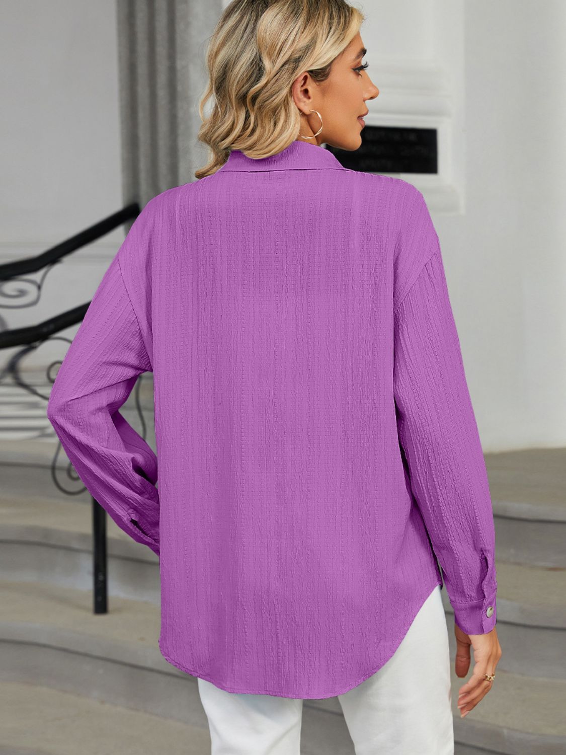 Collared Neck Long Sleeve Shirt