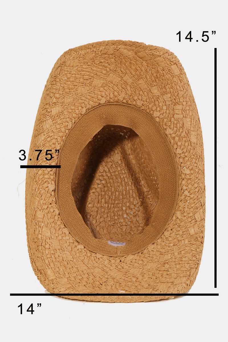 Fame Openwork Shell Weave Straw Hat