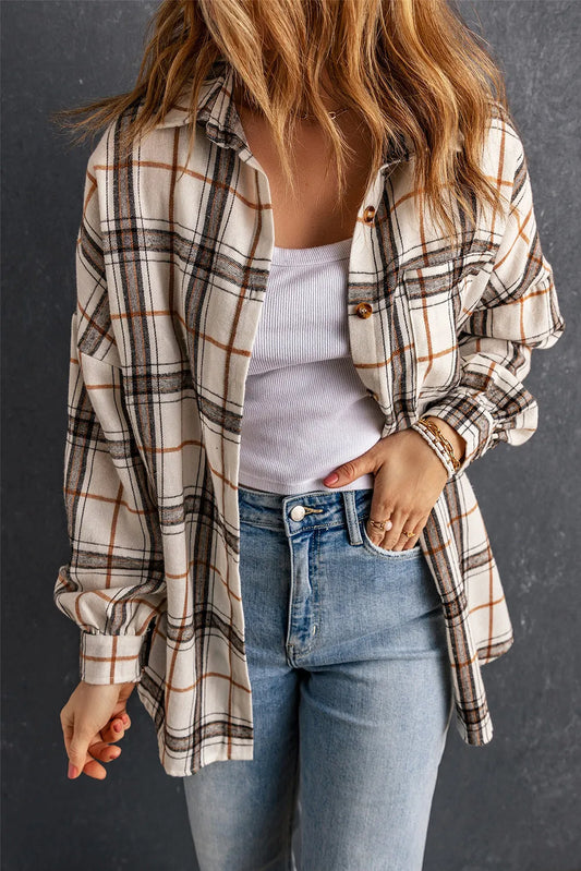 Plaid High-Low Shacket with Slit