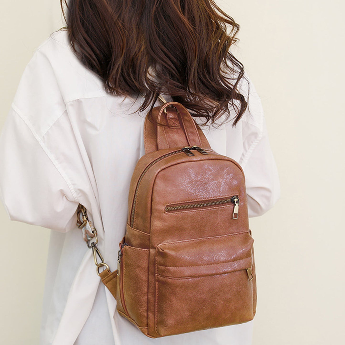 Medium PU Leather Backpack