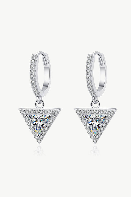 Moissanite Triangle Drop Earrings