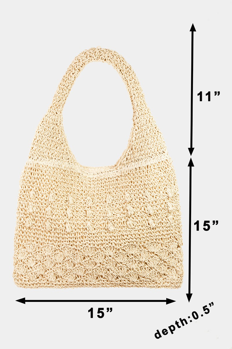 Fame Straw Braided Tote Bag