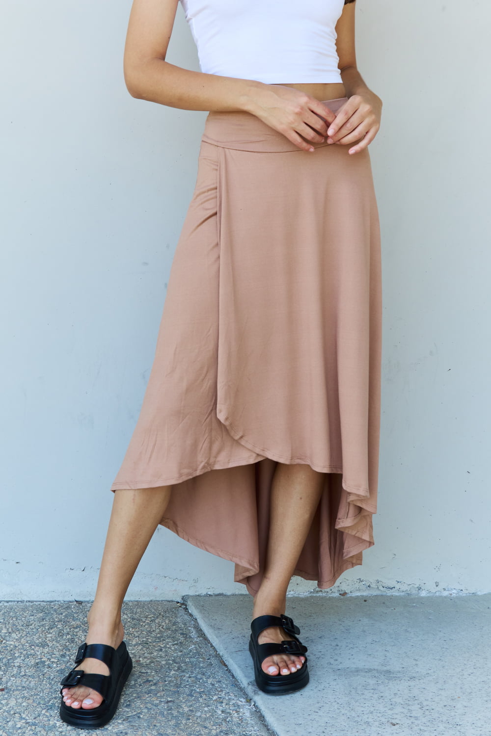 Ninexis First Choice High Waisted Flare Maxi Skirt in Camel