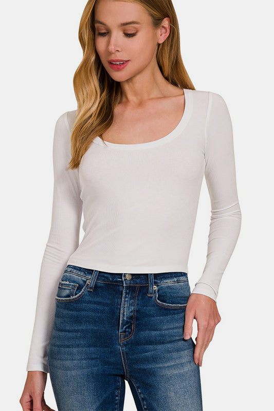 Zenana Scoop Neck Long Sleeve T-Shirt