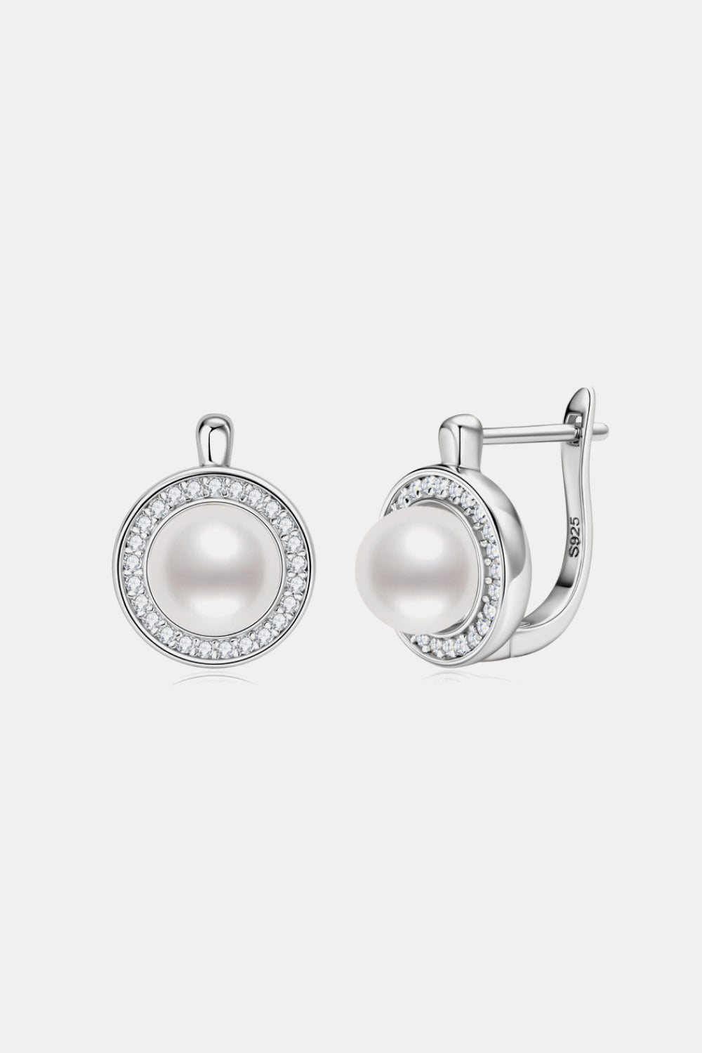 Moissanite Pearl 925 Sterling Silver Earrings