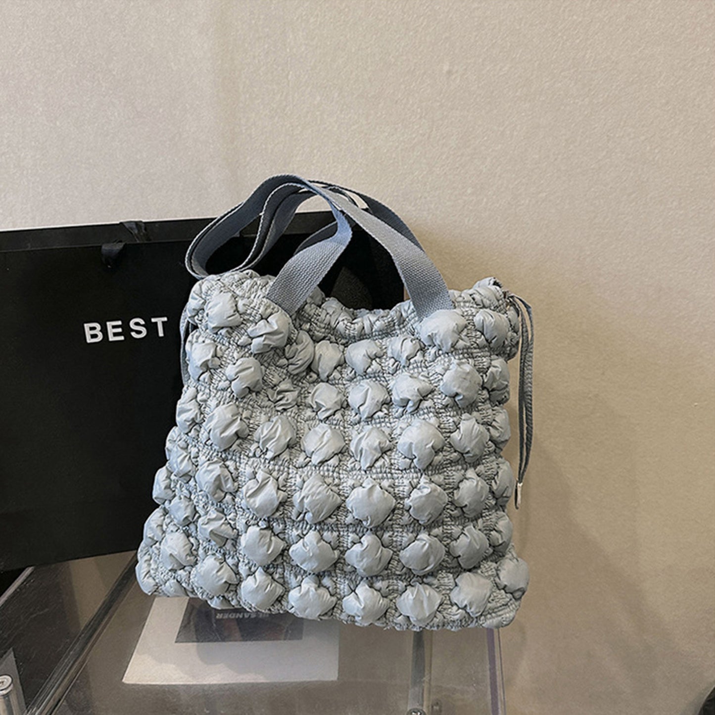 Drawstring Quilted Shoulder Bag