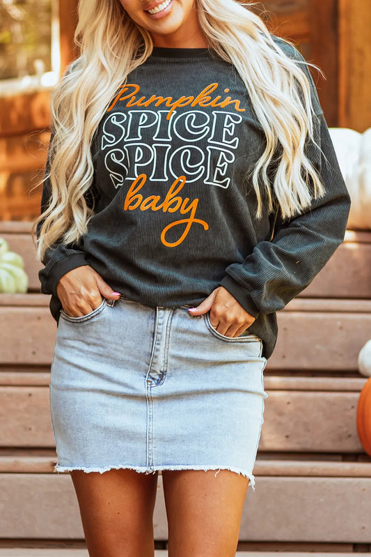 Letter Graphic Round Neck Long Sleeve Sweatshirt