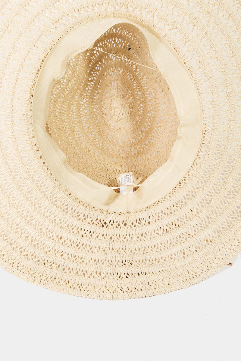 Fame Contrast Straw Braided Sun Hat