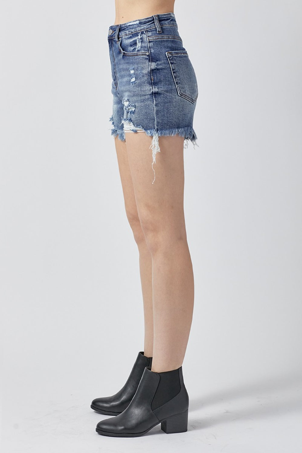 RISEN High Rise Distressed Denim Shorts