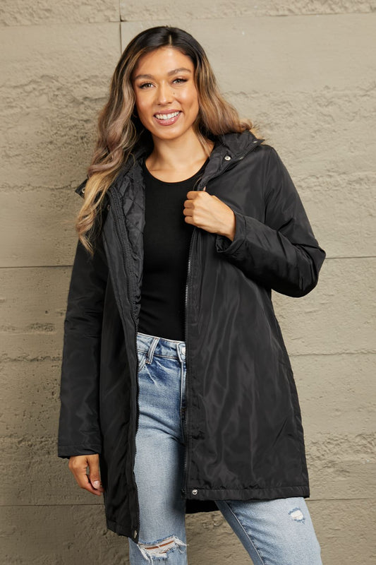 Faux Fur Trim Hooded Puffer Jacket