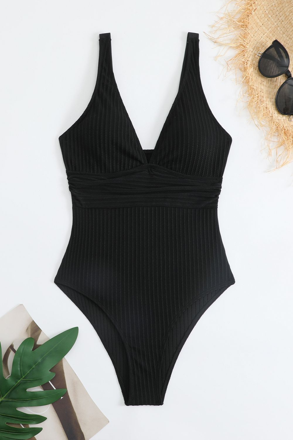 Plunge Wide Strap One-Piece Swimwear