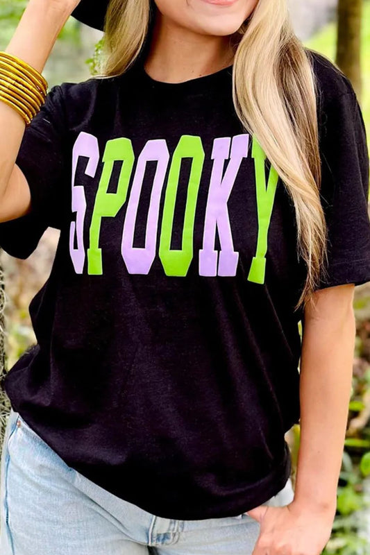 SPOOKY Round Neck Short Sleeve T-Shirt