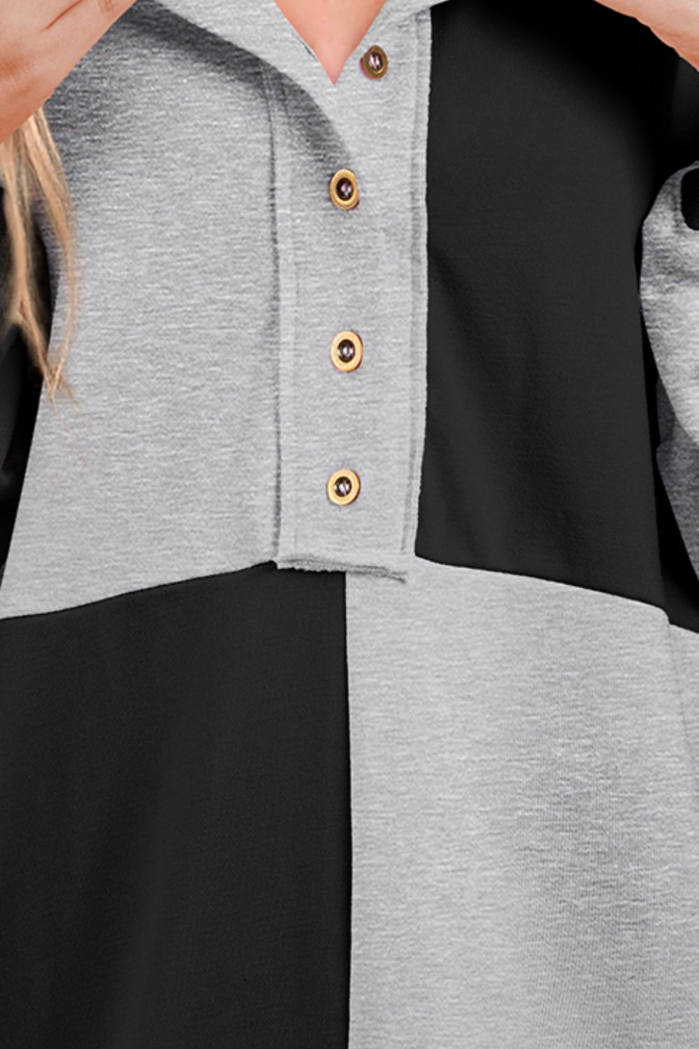 Contrast Half Button Long Sleeve Sweatshirt