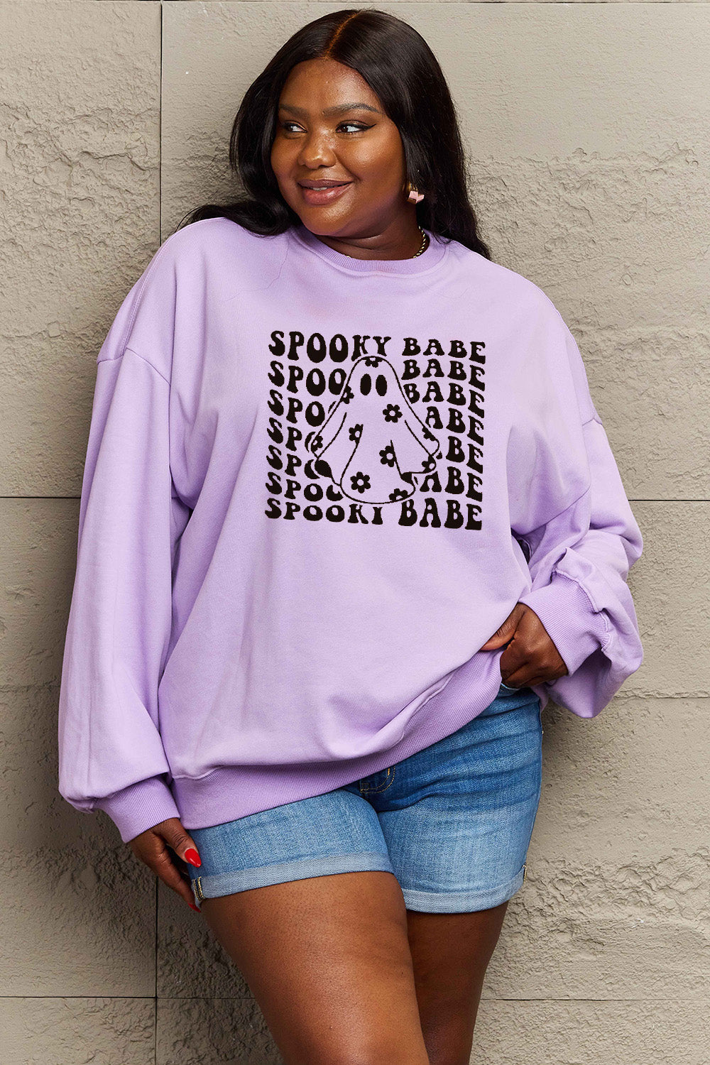 Simply Love Full Size SPOOKY BABE Graphic Sweatshirt