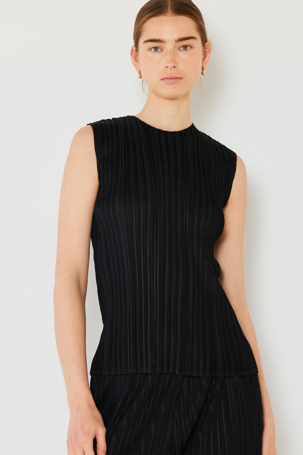 Marina West Swim Pleated Sleeveless Crewneck Tank