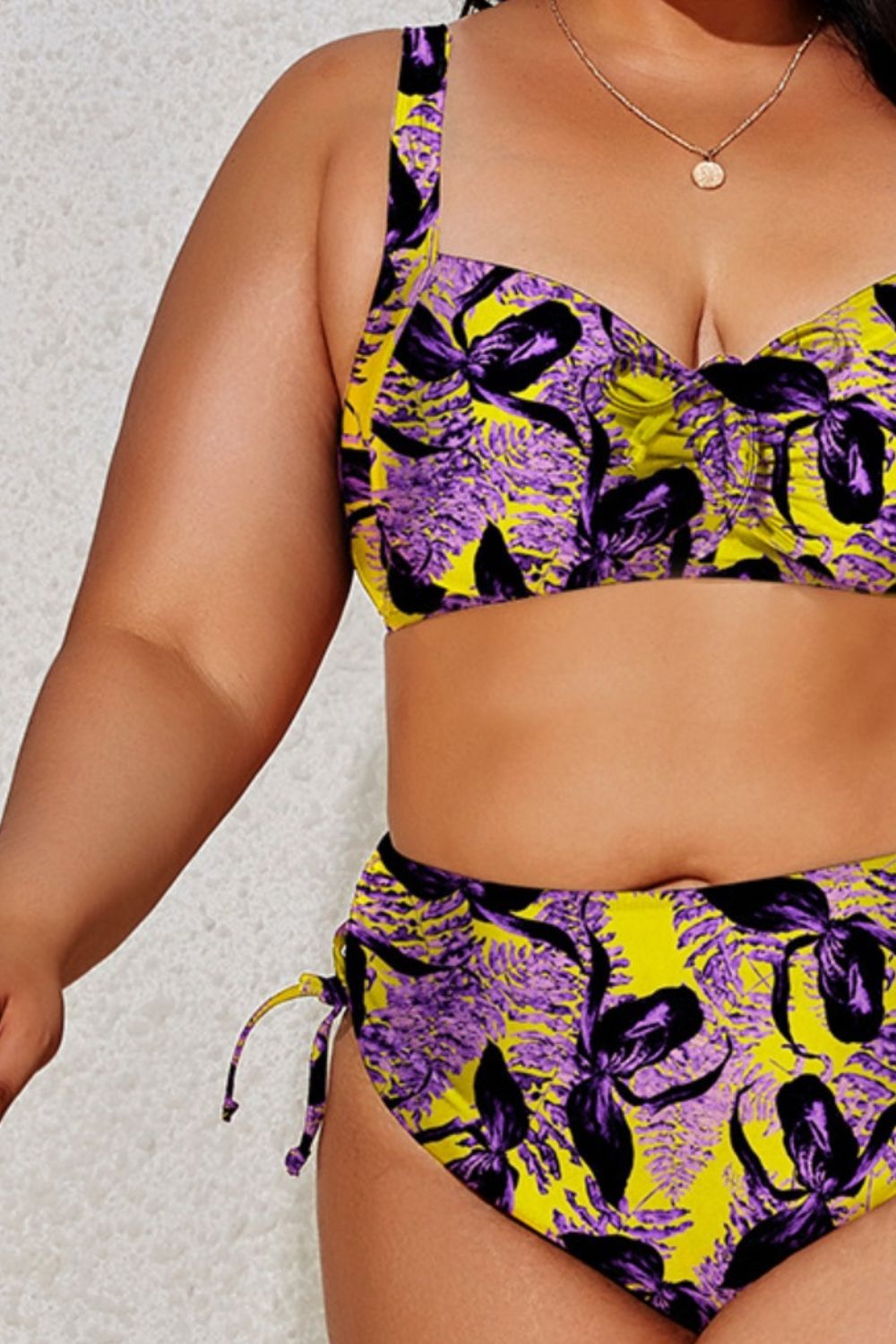 Plus Size Printed Wide Strap Two-Piece Swim Set