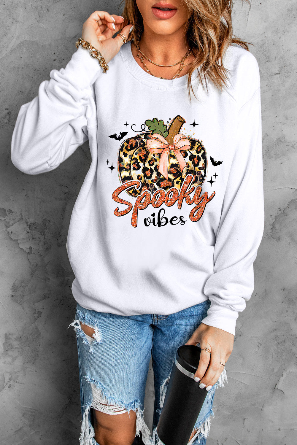 Graphic Round Neck Long Sleeve Sweatshirt