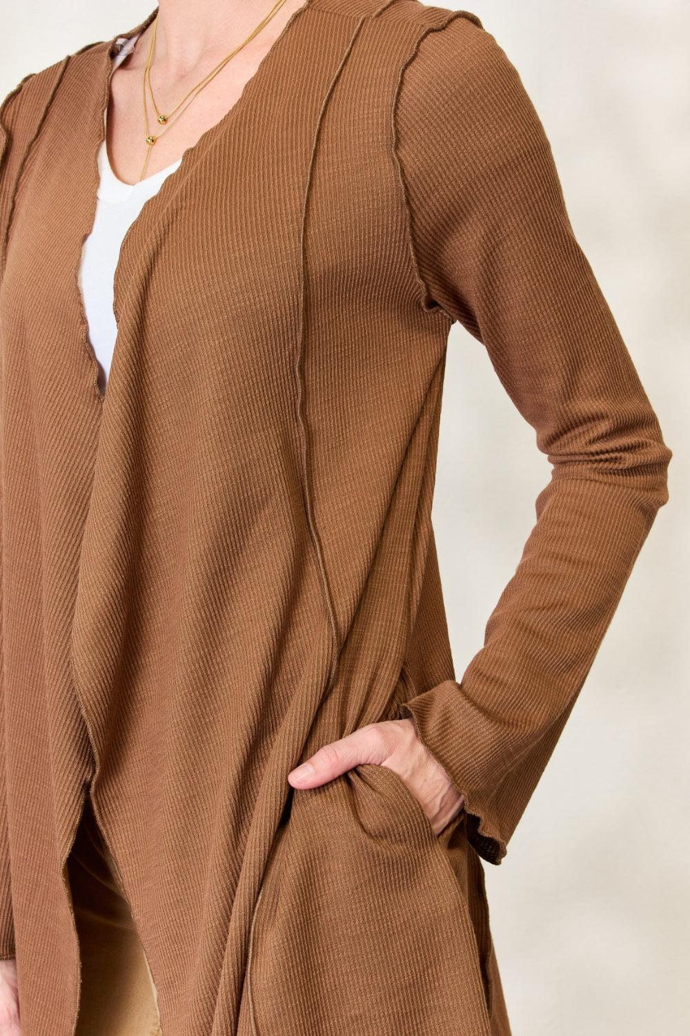 Culture Code Full Size Open Front Long Sleeve Cardigan