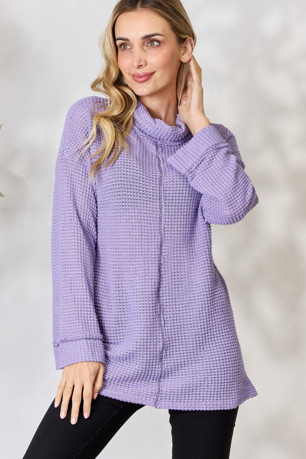 BiBi Exposed Seam Waffle Knit Top