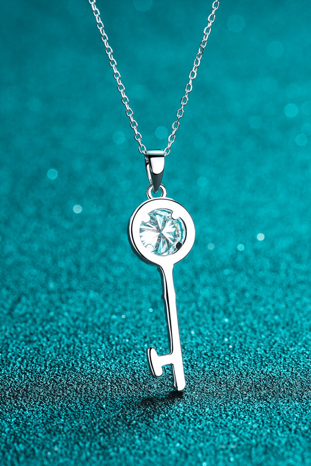 Adored Moissanite Key Pendant Necklace