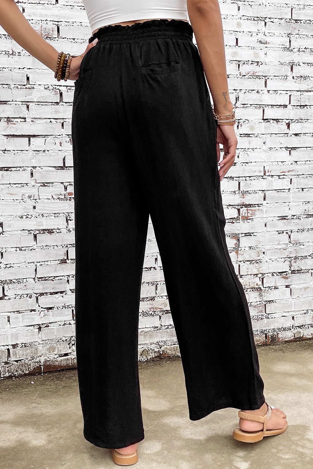 Double Take Elastic Waist Straight Leg Pants with Pockets