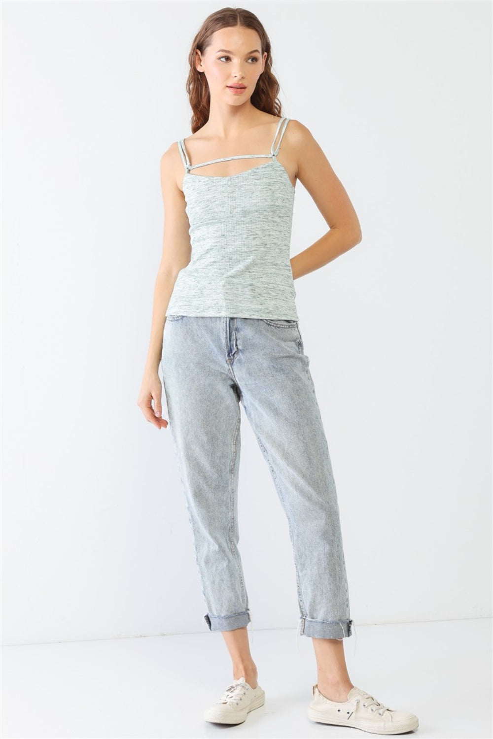 Le Lis Heathered Ribbed Adjustable Strap Cami