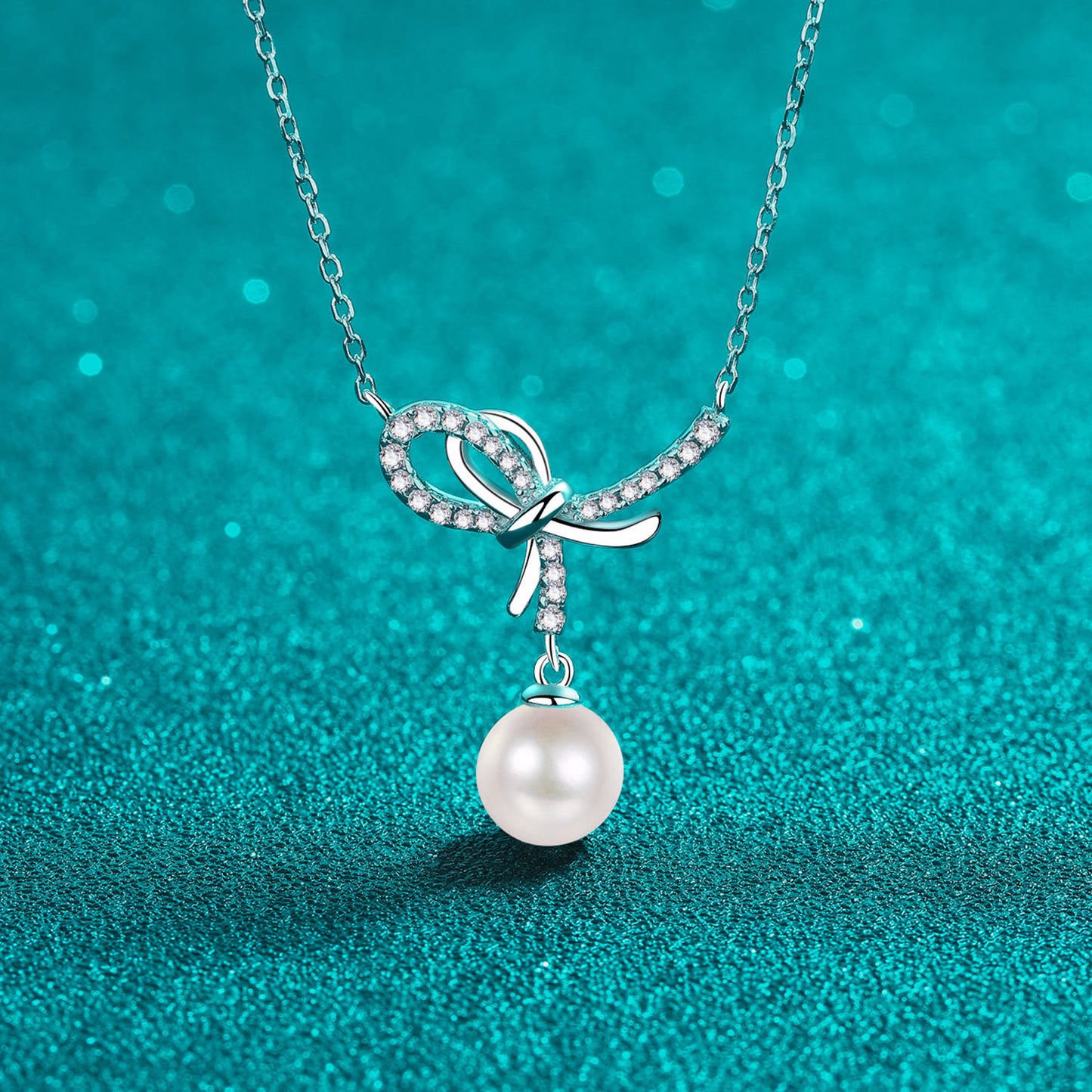 Natural Pearl Pendant Moissanite 925 Sterling Silver Necklace