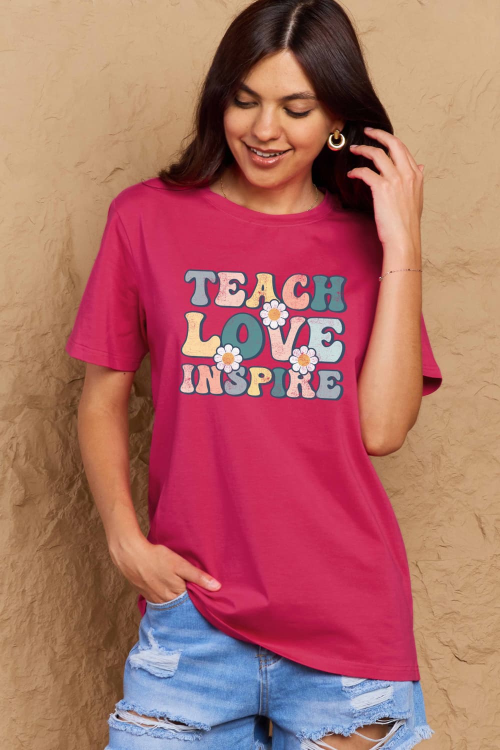 Simply Love Full Size TEACH LOVE INSPIRE Graphic Cotton T-Shirt