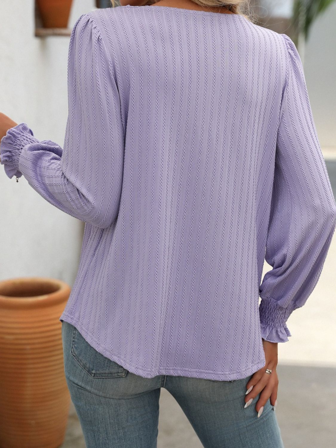 Square Neck Long Sleeve Top