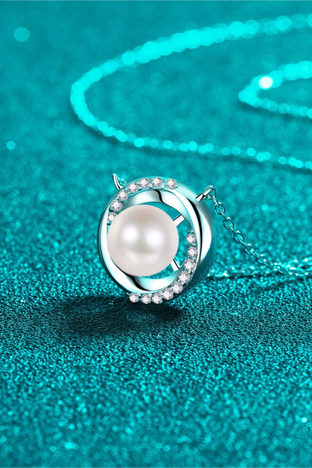 Moissanite Pearl Rhodium-Plated Necklace