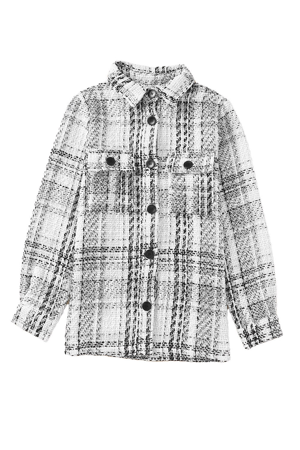 Double Take Plaid Pocketed Long Sleeve Shirt Jacket