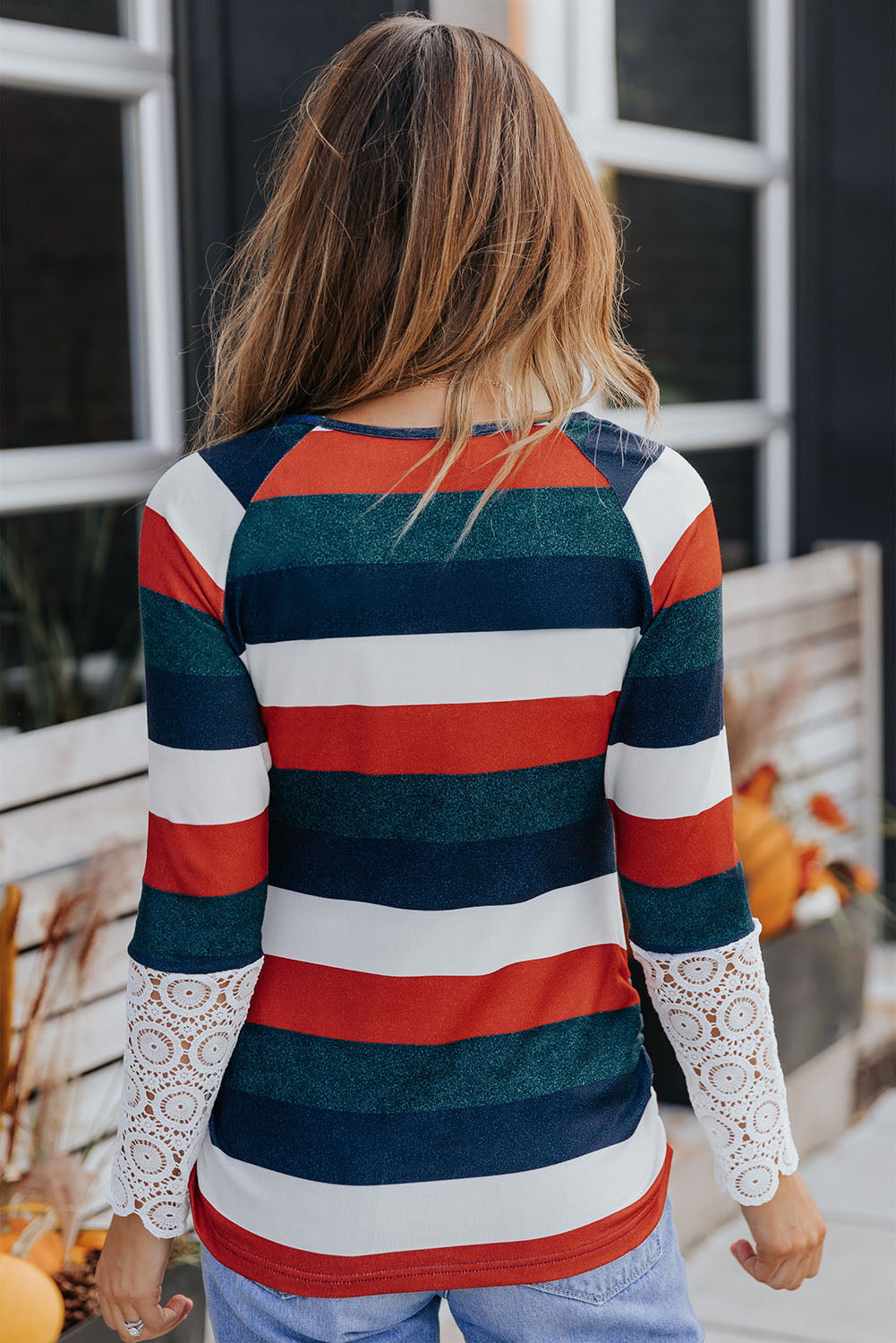 Double Take Striped Round Neck Raglan Sleeve Tee