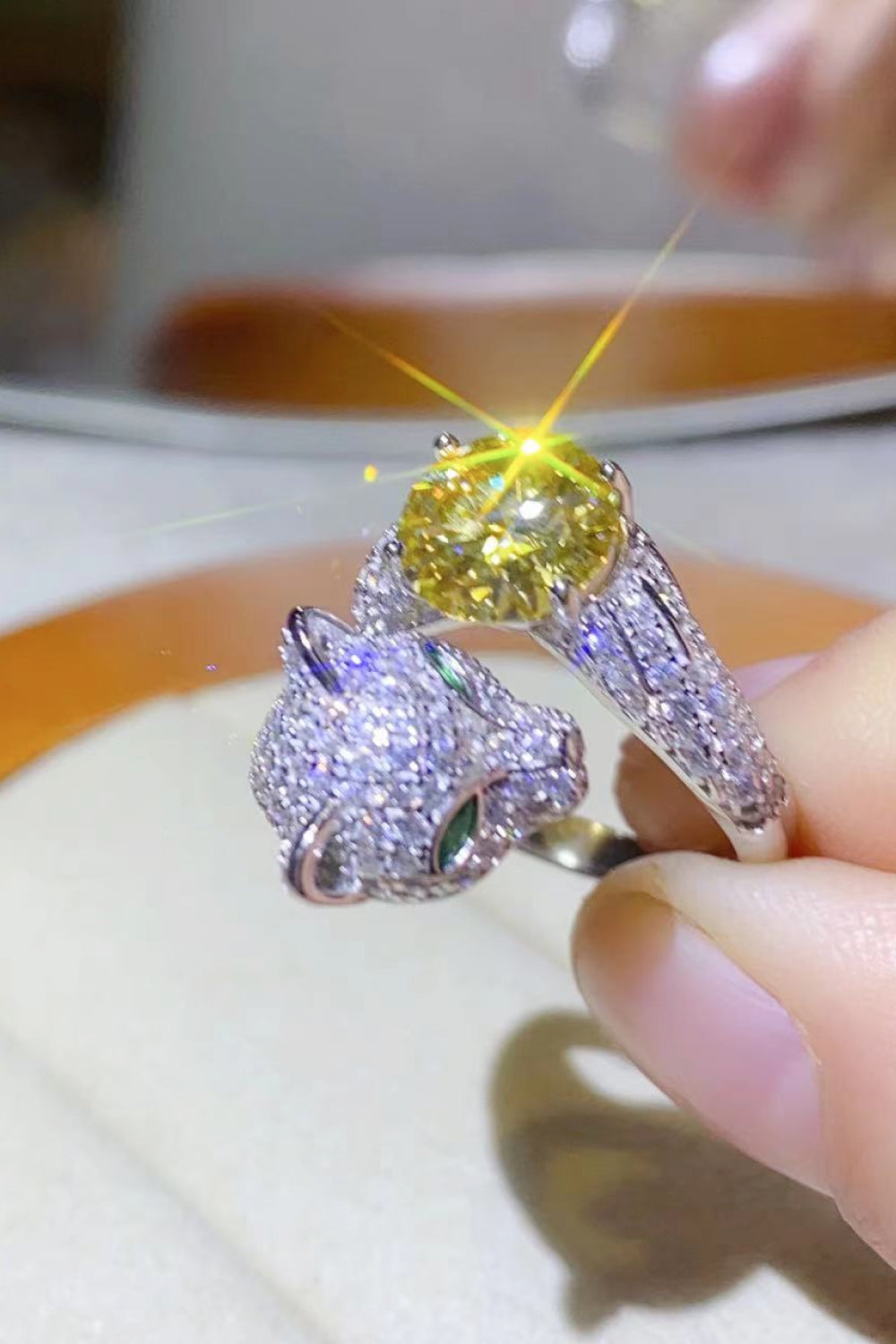 2 Carat Yellow Moissanite Animal Bypass Ring