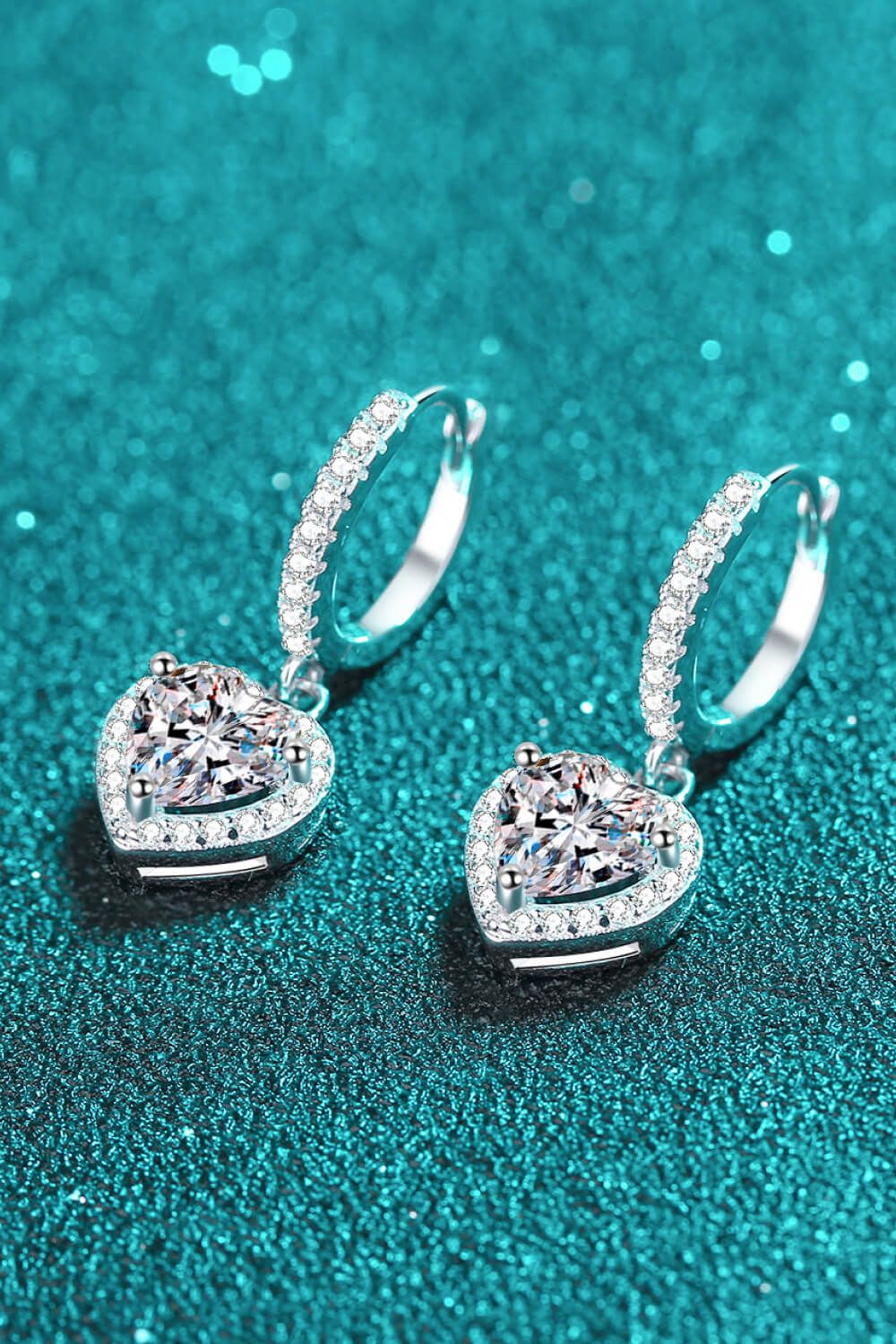 Moissanite Heart-Shaped Drop Earrings