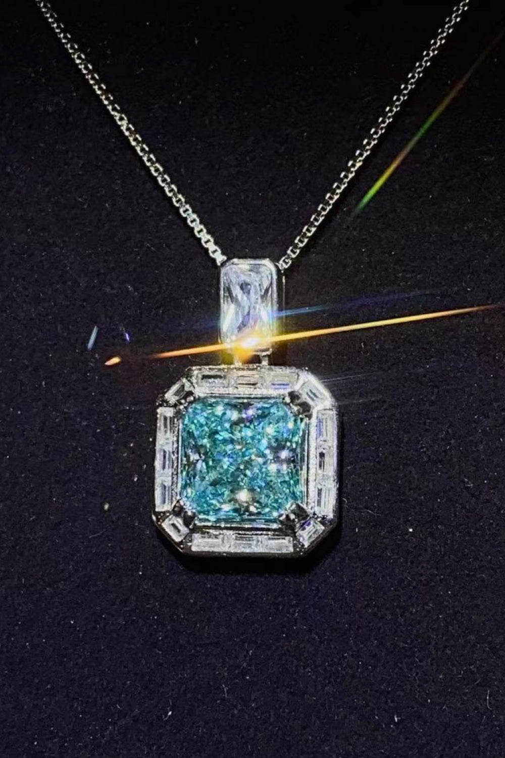 2 Carat Moissanite Square Pendant Necklace